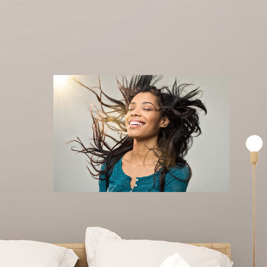 Joyful Woman with Hairstyle Wall Decal