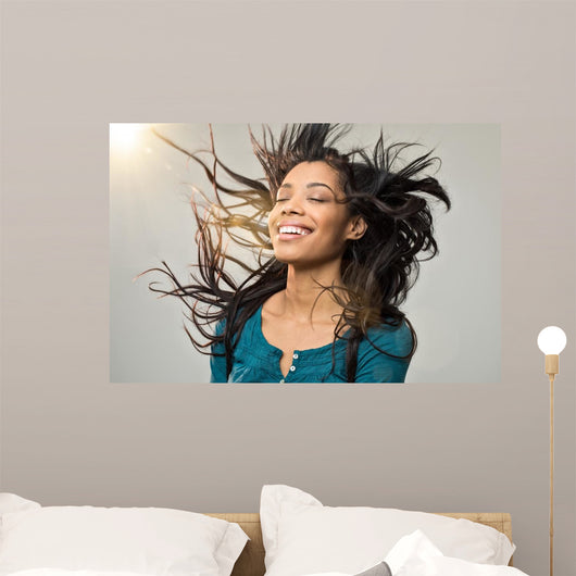 Joyful Woman with Hairstyle Wall Decal