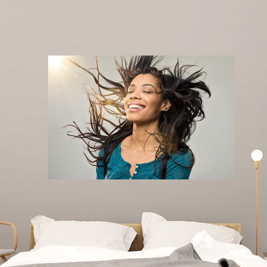 Joyful Woman with Hairstyle Wall Decal