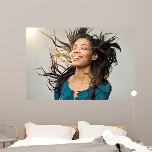 Joyful Woman with Hairstyle Wall Decal