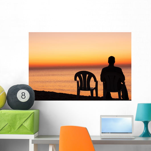 Man Sits Chair Alone Wall Decal