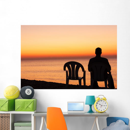 Man Sits Chair Alone Wall Decal