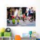 Unrecognizable Young Runners City Wall Decal Design 2