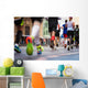 Unrecognizable Young Runners City Wall Decal Design 2