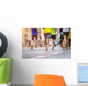 Unrecognizable Young Runners City Wall Decal Design 1