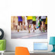 Unrecognizable Young Runners City Wall Decal Design 1