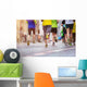 Unrecognizable Young Runners City Wall Decal Design 1