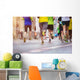 Unrecognizable Young Runners City Wall Decal Design 1