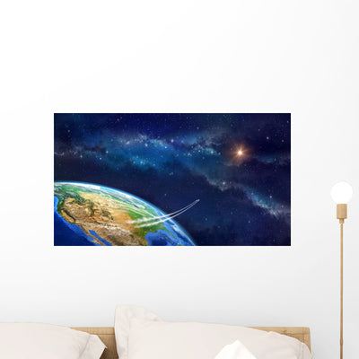 Space Travel Wall Decal shown on a wall