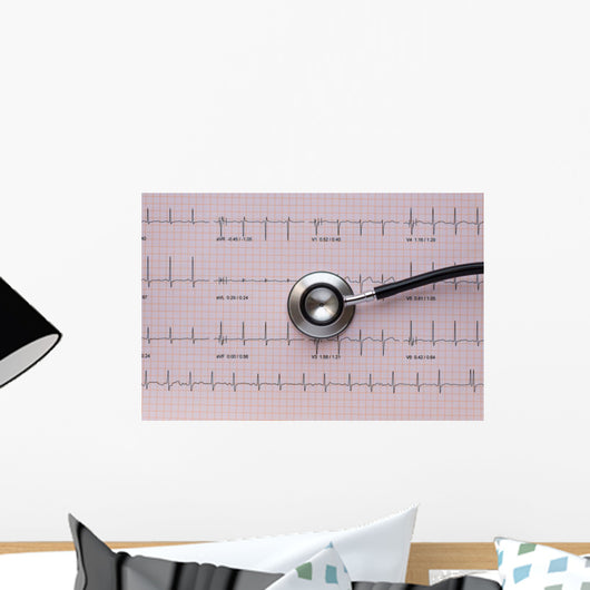 Stethoscope Overlying Ecg Ekg Wall Decal