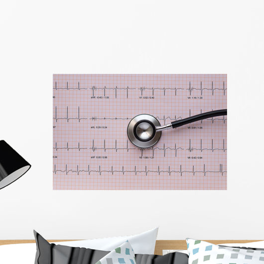 Stethoscope Overlying Ecg Ekg Wall Decal