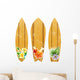 Wooden Surfboards with Floral Wall Stickers Wall Decal