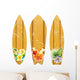 Wooden Surfboards with Floral Wall Stickers Wall Decal