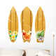 Wooden Surfboards with Floral Wall Stickers Wall Decal