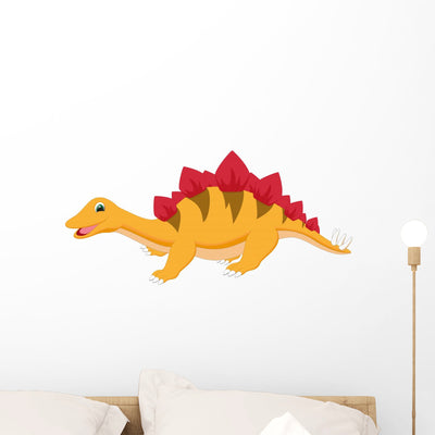 Cute Dinosaur Cartoon Wall Decal shown on a wall