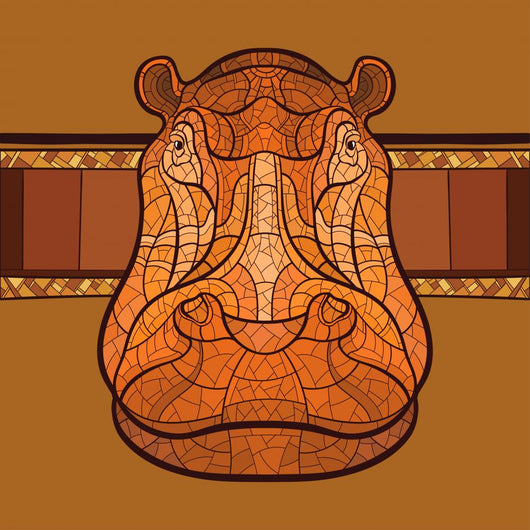Hippo Head with Ethnic Wall Decal