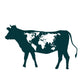 Cow and World Map Wall Decal