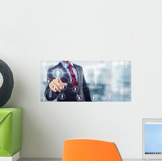 Man Office Touching Screen Wall Decal