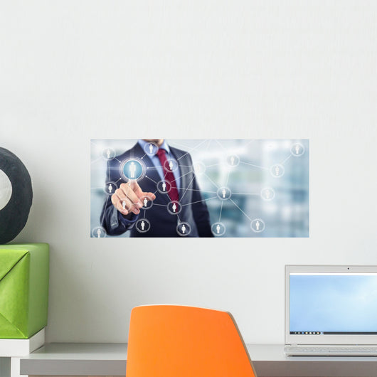 Man Office Touching Screen Wall Decal