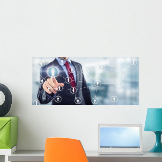 Man Office Touching Screen Wall Decal