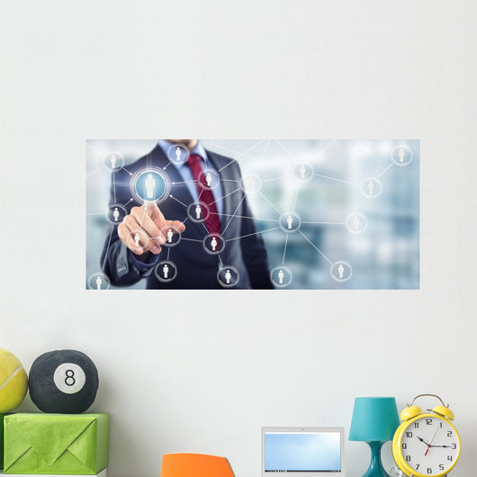 Man Office Touching Screen Wall Decal