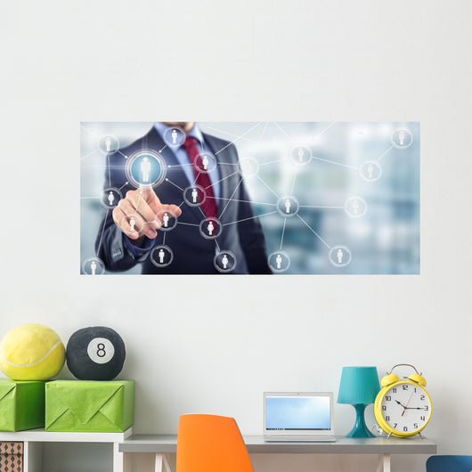 Man Office Touching Screen Wall Decal