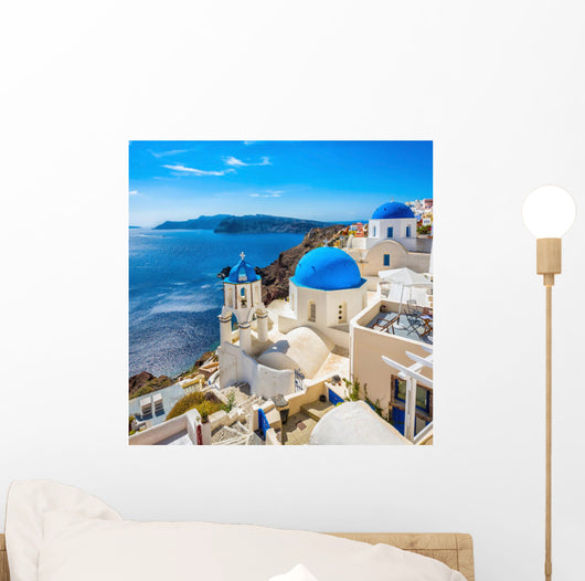 Santorini Blue Dome Churches Wall Decal