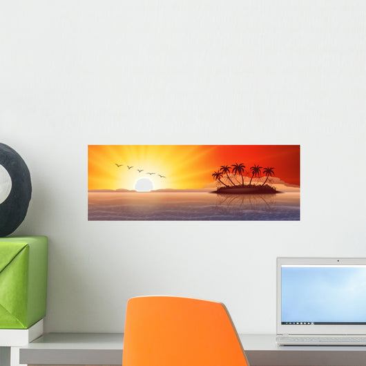 Panoramic with Tropical Island Wall Decal