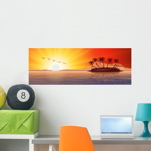 Panoramic with Tropical Island Wall Decal