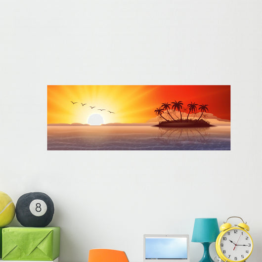 Panoramic with Tropical Island Wall Decal