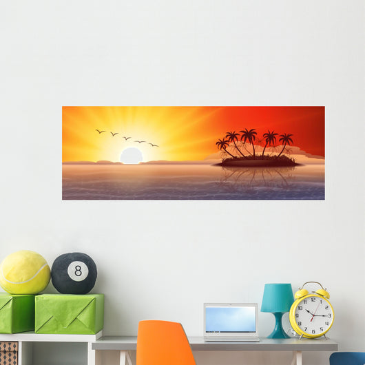 Panoramic with Tropical Island Wall Decal