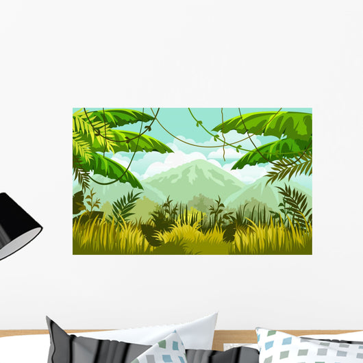 Jungle Mountain Scene Wall Decal