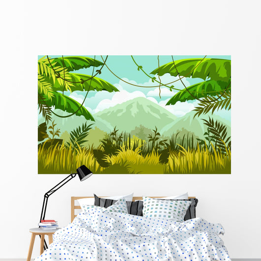 Jungle Mountain Scene Wall Decal