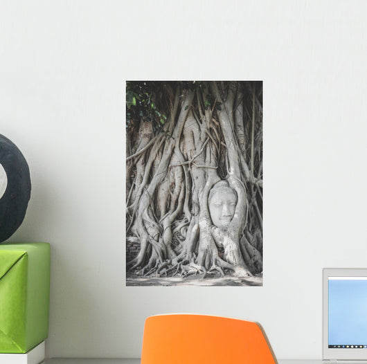 Head Buddha Statue Tree Wall Decal