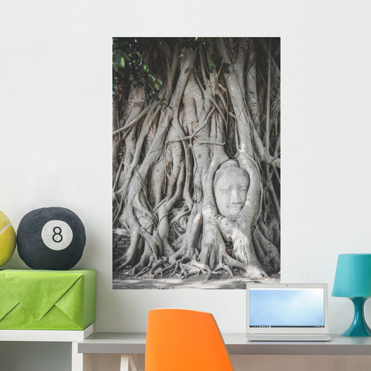 Head Buddha Statue Tree Wall Decal
