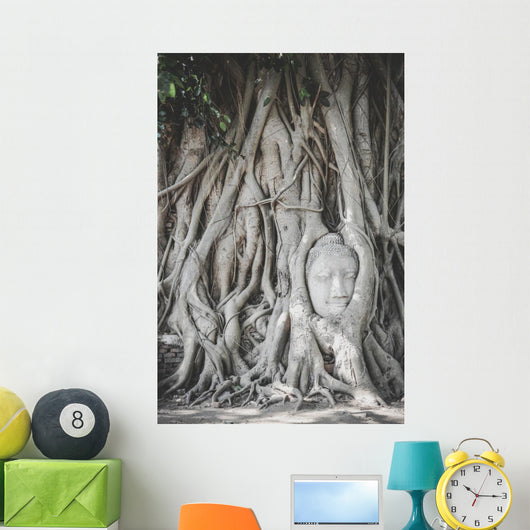 Head Buddha Statue Tree Wall Decal
