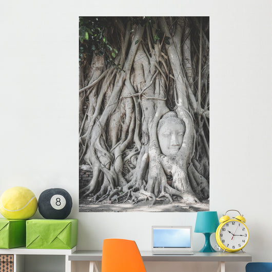 Head Buddha Statue Tree Wall Decal