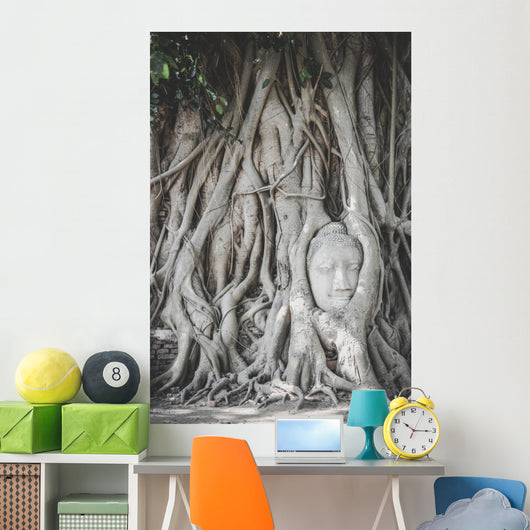 Head Buddha Statue Tree Wall Decal