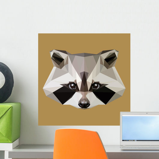 Low Poly Raccoon Vector Wall Decal