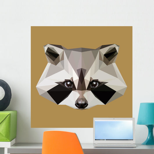 Low Poly Raccoon Vector Wall Decal