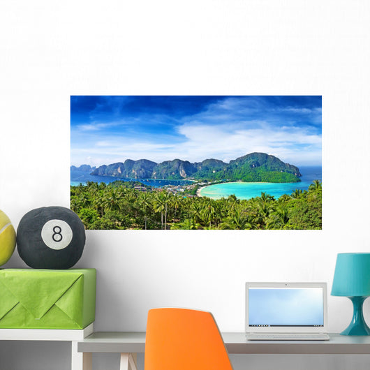 Panorama of Phi-Phi island, Krabi Province, Thailand Wall Mural