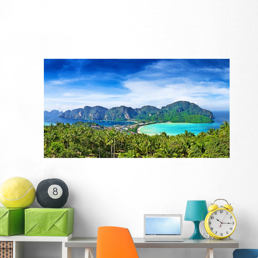 Panorama of Phi-Phi island, Krabi Province, Thailand Wall Mural