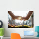 Hand Covering Flowers Garden Wall Decal