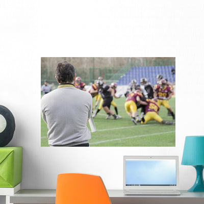 Football Coach Wall Decal shown on a wall