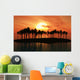Palm Tree Island Sunset Wall Decal