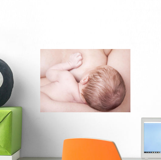 Close-up Newborn Baby Breastfeeding Wall Decal