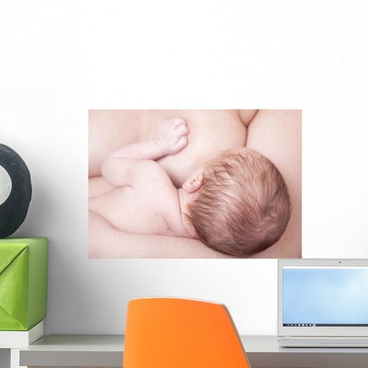 Close-up Newborn Baby Breastfeeding Wall Decal