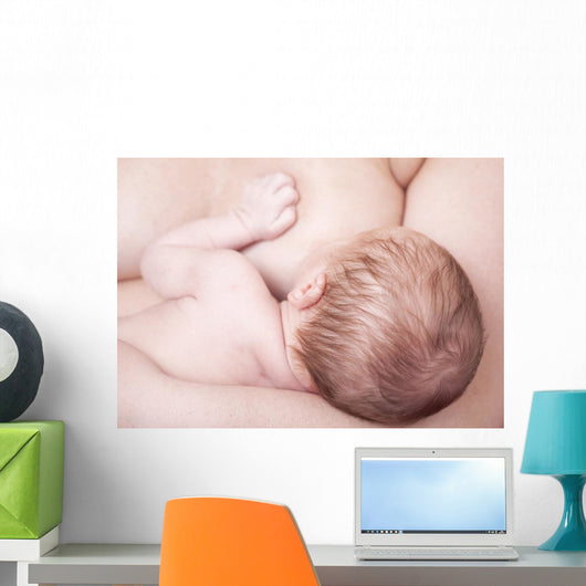 Close-up Newborn Baby Breastfeeding Wall Decal