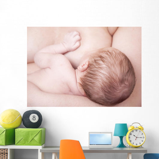 Close-up Newborn Baby Breastfeeding Wall Decal