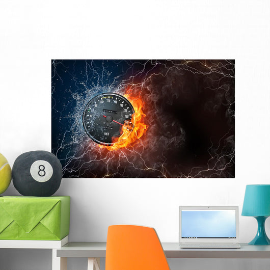 Speedometer Fire and Water Wall Decal